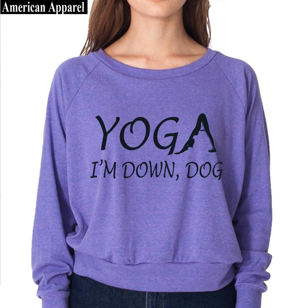Yoga I’m  Down Dog Graphic Print Sweater MED